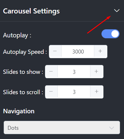 Instagram feed layout Carousel settings