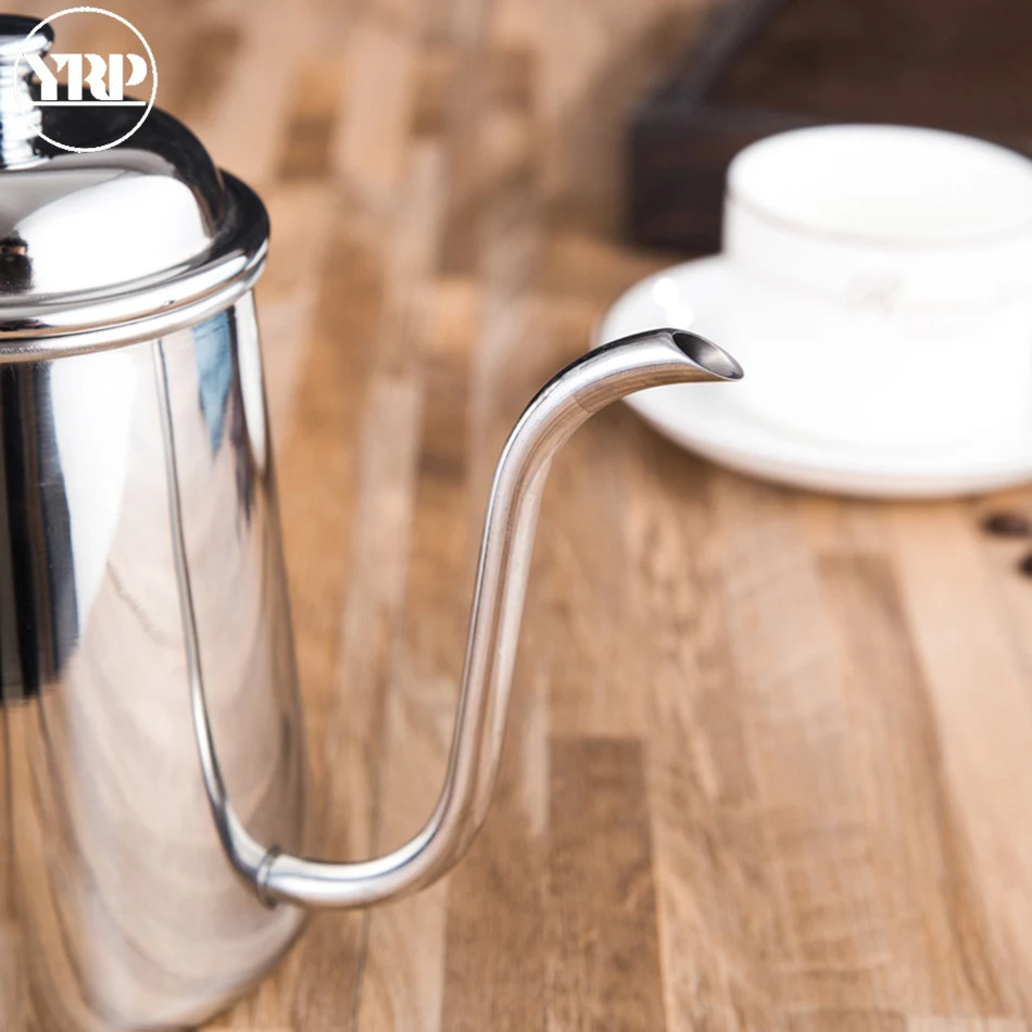 Cafetera de cuello de cisne de acero inoxidable con boquilla estrecha para un vertido preciso y control total del café