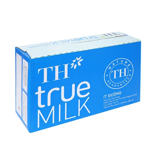 Thùng 48 Hộp Sữa Tươi Tiệt Trùng Ít Đường TH True Milk 180ml