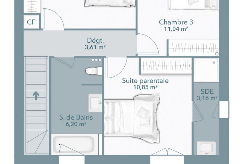  Vente Terrain + Maison - Terrain : 530m² - Maison : 85m² à Castelnau-d'Estrétefonds (31620) 