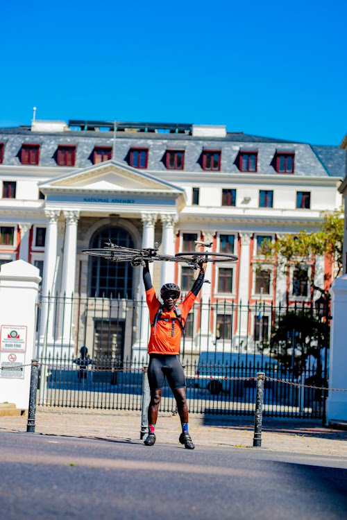 Nyiko Masango has cycled for more than 3000km to advocate for men to be present in their children's lives