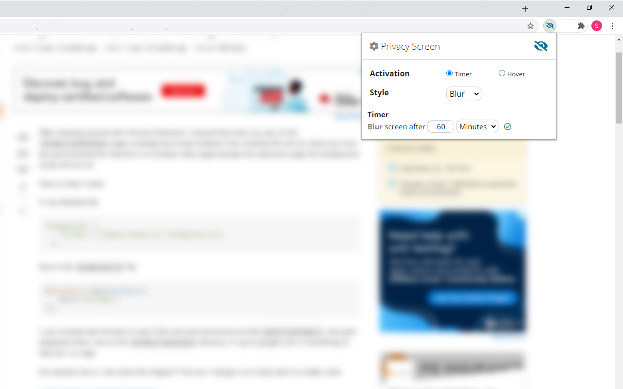 Privacy Screen and Security Blur Chrome Extension Image 1