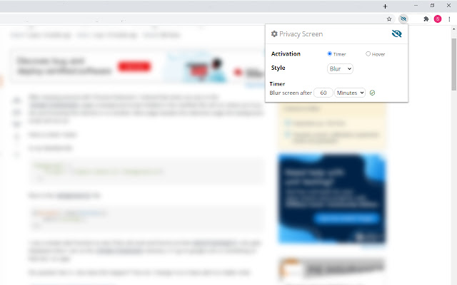 Privacy Screen and Security Blur chrome extension