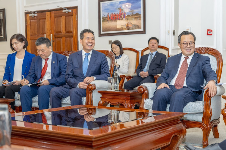 China Export-Import Bank Chairman Wu Fulin among other leaders at the Kenyatta International Convention Centre, Nairobi on May 9, 2024.