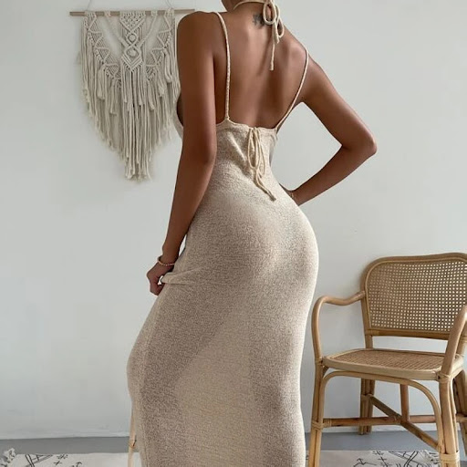 Title 10, Pure Desire Hollow Out Strap Halter Spaghetti S...