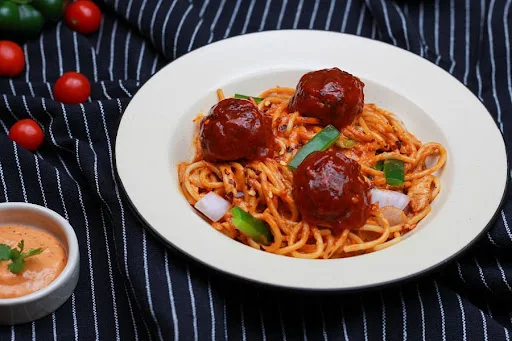 Spaghetti With Meat Balls - Rosy Red