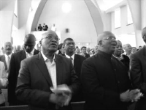 DIVINE SERVICE: President Jacob Zuma attending the service at the Hazendal Methodist Church in Cape Town yesterday morning. 18/10/2009. © Uniknown.