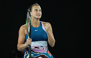Aryna Sabalenka celebrates winning match point in her semifinal against Magda Linette of Poland on day 11 of the 2023 Australian Open at Melbourne Park on January 26 2023.
