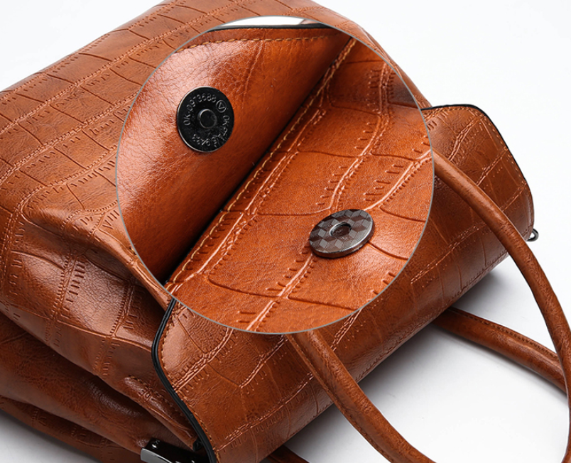 Bolso de hombro bandolera de cuero suave Seashell para mujer, elegante y práctico. Ideal para llevar todo lo esencial con estilo y comodidad.
