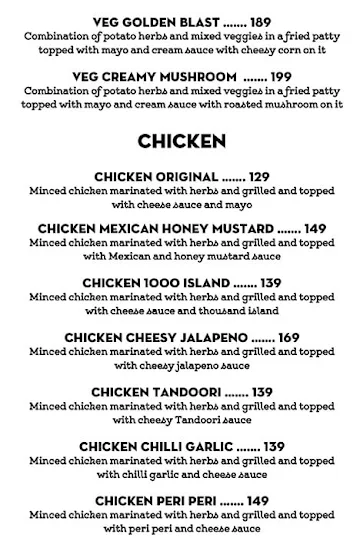 Cheesy Juicy Burgers menu 