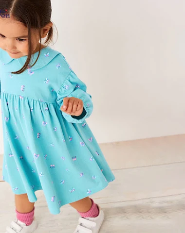 Mädchenkleid Langarm Baumwolle für - 0