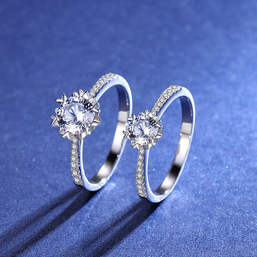 Title 3, S925 Sterling Silver 1 Carat Moissanite Snow Ri...
