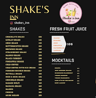 Shakes Inn menu 1