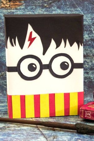 harry potter valentine box decorated with black round glasses