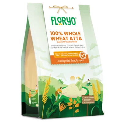 Floryo 100% Whole Wheat Atta (Superior MP Sharbati Wheat), Fine Texture, High Fibre 1 Kg