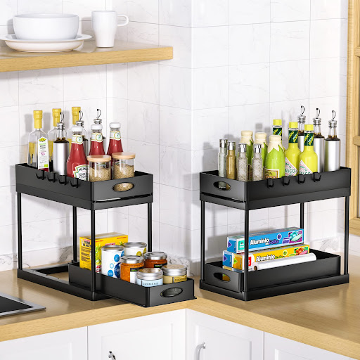 Title 2, Dual Sliding Cabinet Under Sink Organizer Maxim...
