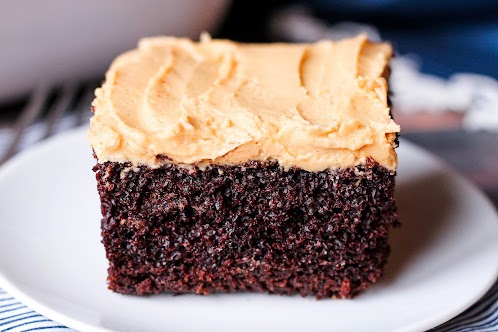 Homemade Chocolate Cake With Peanut Butter Frosting