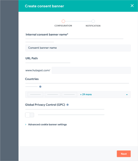 An illustration that shows how to create a consent banner in Hubspot.