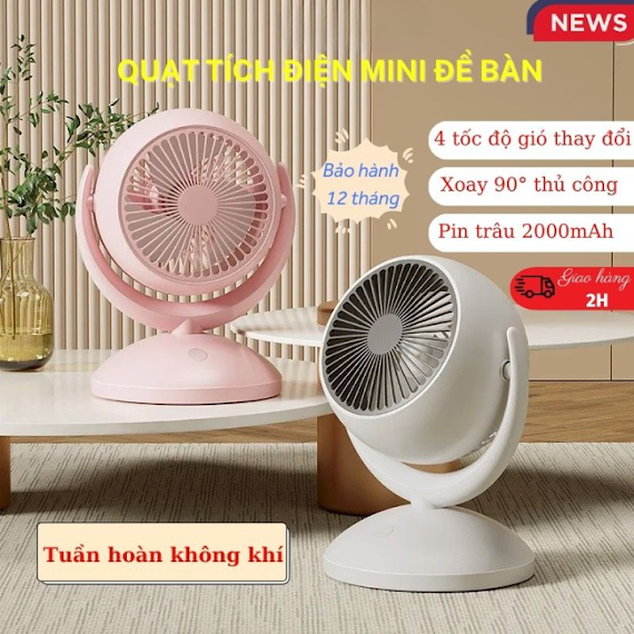 Mới Nhất 2023) Quạt Điều Hòa, Quạt Tuần Hoàn Không Khí K19 - Quạt Lưu Thông Không Khí - Sạc Tích Điện - Góc Gió Rộng - Độ Ồn Nhẹ - Tiết Kiệm Điện Năng