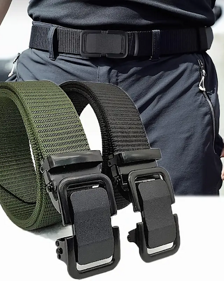 Men's Belt Automatic Metal Buckle Nylon Canvas Webbing Be... - 3