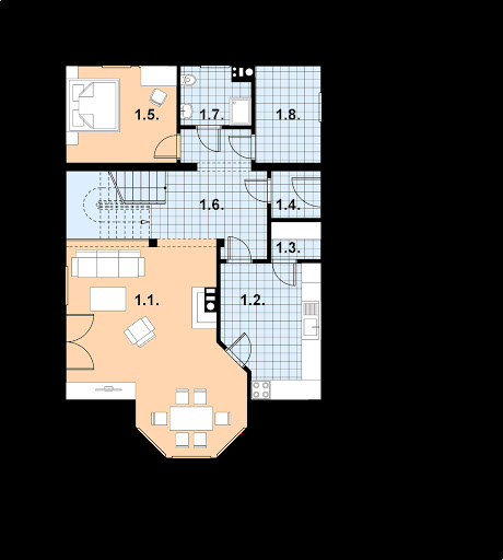 L-58 szkielet drewniany - Rzut parteru