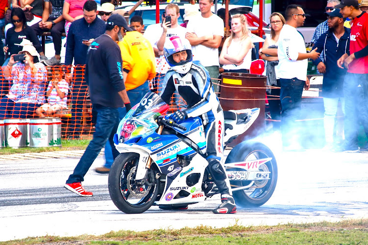 Sharief Reynolds makes sure the sticky stuff is at optimum performance level. Reynolds will be one to watch out for at the SA Morotcycle Drag Racing CHampionships at Aldo Scribante Race Track this weekend.