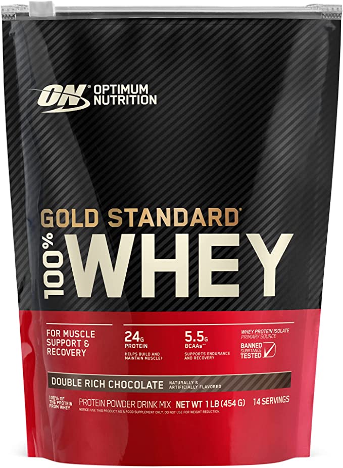 Optimum Nutrition Gold Standard 100% Whey Protein Powder, Double Rich Chocolate (1 lb.), Package may vary