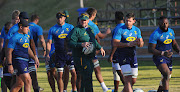 Springboks forwards coach Matt Proudfoot with the players during a training session at St Stithians School in Johannesburg on July 15 2019.