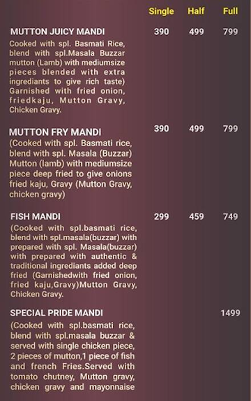 Mandi Pride menu 