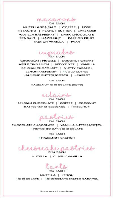 Le 15 Patisserie menu 