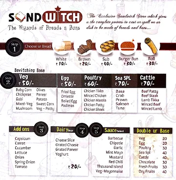 Corner sandwich shop menu 