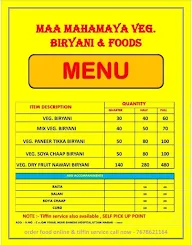 Maa Mahamaya Veg Briyani And Foods menu 1