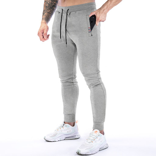 Title 4, Solid color zip pocket sports trousers for men ...