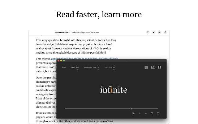 SwiftRead - read faster, learn more chrome extension