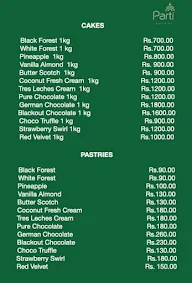 Parti Pastries menu 1