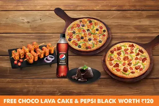 Any 2 Regular 7" Pizza + Any Starter [FREE Choco Lava Cake & P...
