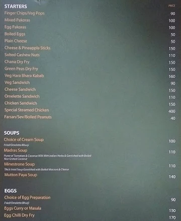 The Raj menu 