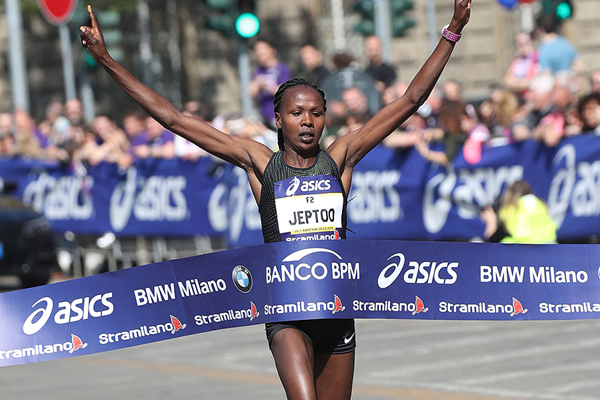 Priscah Jeptoo wins the 44th edition of the Stramilano Half Marathon in Milan on Sunday 25th March