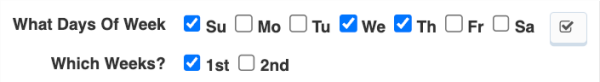 Days of Week and Which Weeks Settings