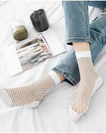 1pairs Transparent Anti Hook Wire Ankle Socks Casual Fash... - 1