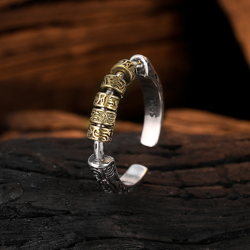 Title 4, S925 Sterling Silver Gold and Silver Contrast R...
