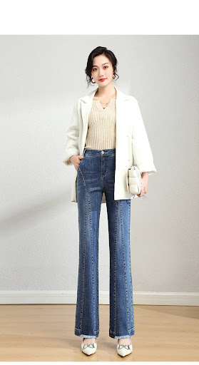 Title 9, Spring Loose Casual High Waist Thin Raw Edge Tr...