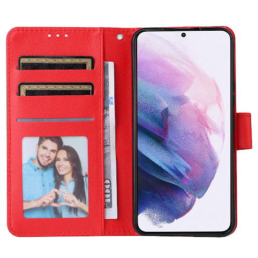 Title 21, Leather flip phone case with three card photo f...