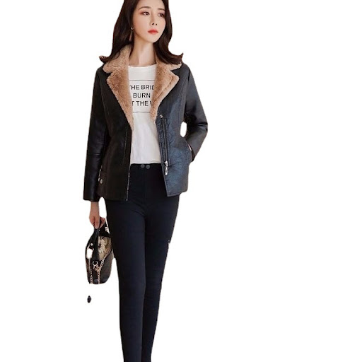 Title 5, Autumn and Winter Leather Coat for Women Thicke...
