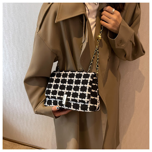 Title 1, Versatile Checked Cross-body Chain Shoulder Bag...