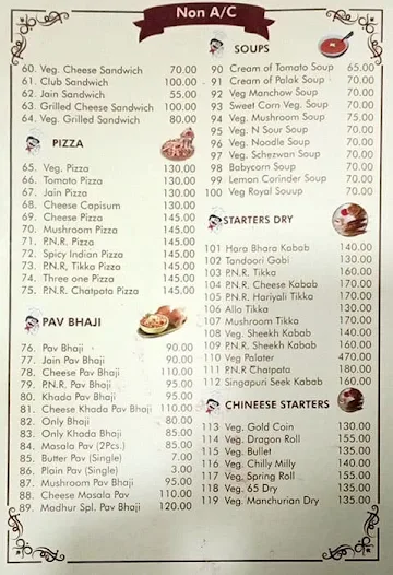 Madhur Hotel menu 