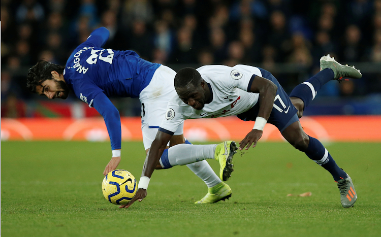 Everton's Andre Gomes in action with Tottenham Hotspur's Moussa Sissoko