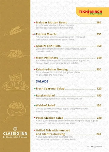 Tiffin Express menu 