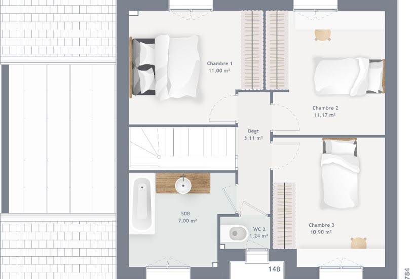  Vente Terrain + Maison - Terrain : 442m² - Maison : 90m² à Gondreville (60117) 