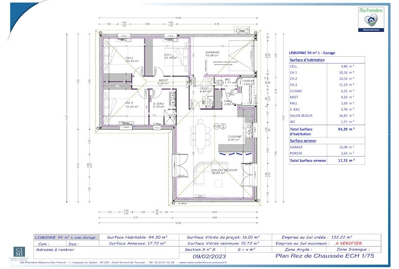  Vente Terrain + Maison - Terrain : 700m² - Maison : 95m² à Saint-Vincent-de-Paul (40990) 